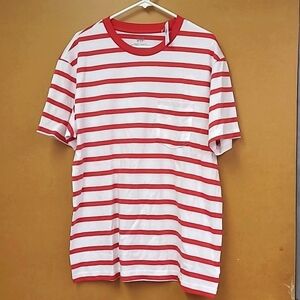 Gap Red and White Size L Striped Original Classic Fit T-Shirts